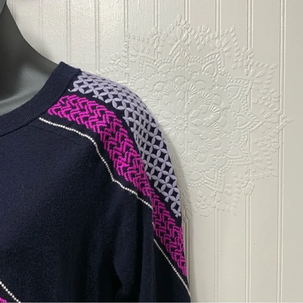 J. CREW 100% merino wool embroidered sweater